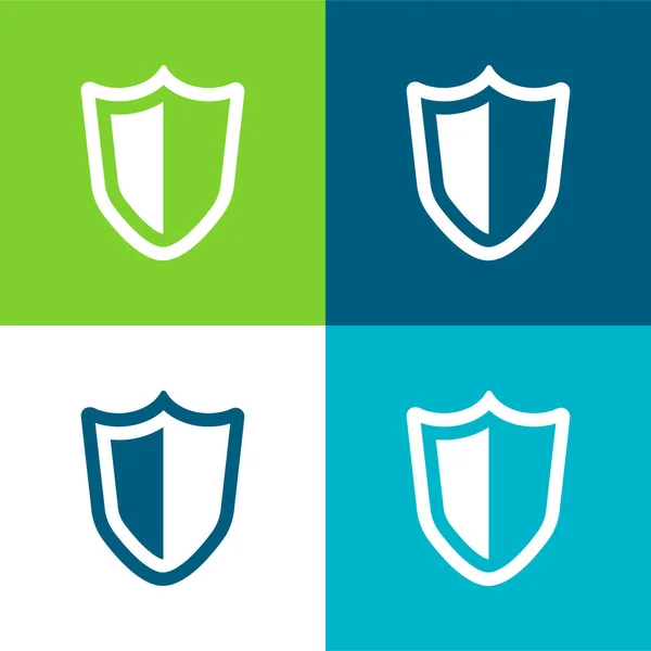 Big Defense Shield Flat Four Color Minimal Icon Set — Stock Vector