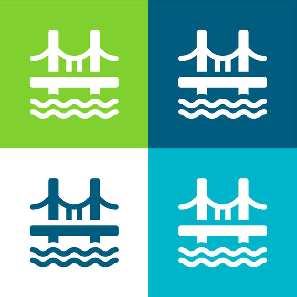 Мост Плоский четырехцветный минимальный набор значков