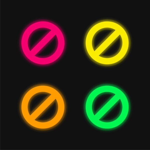 Block four color glowing neon vector icon