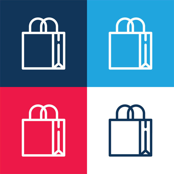 Большая сумка с ручками синий и красный четыре цвета минимальный набор значков