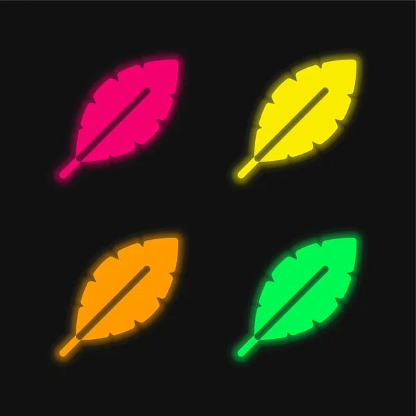 Icône Vectorielle Néon Rayonnante Banane Quatre Couleurs — Image vectorielle