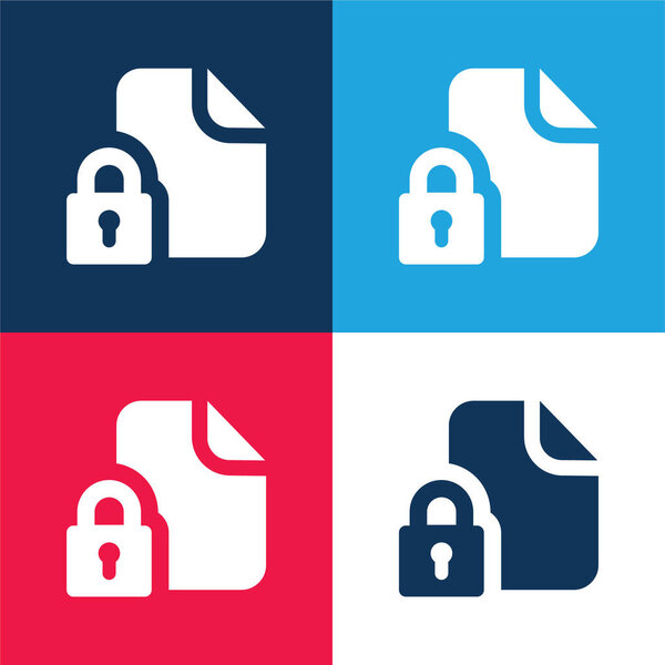 Блокированный File синий и красный четыре цвета минимальный набор значков