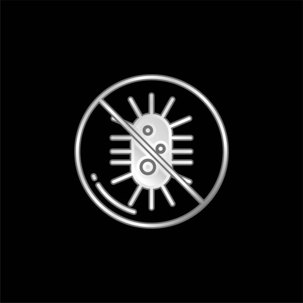 Bacteria silver plated metallic icon