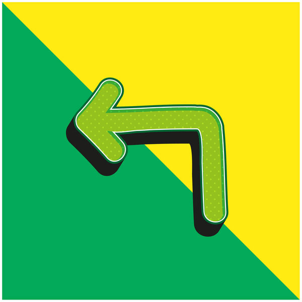 Стрелка назад Указатель на левую руку Символ зеленый и желтый современный 3d логотип вектора