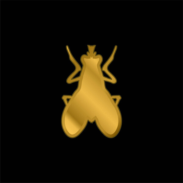 Blow Fly Insect Shape gold plated metalic icon or logo vector