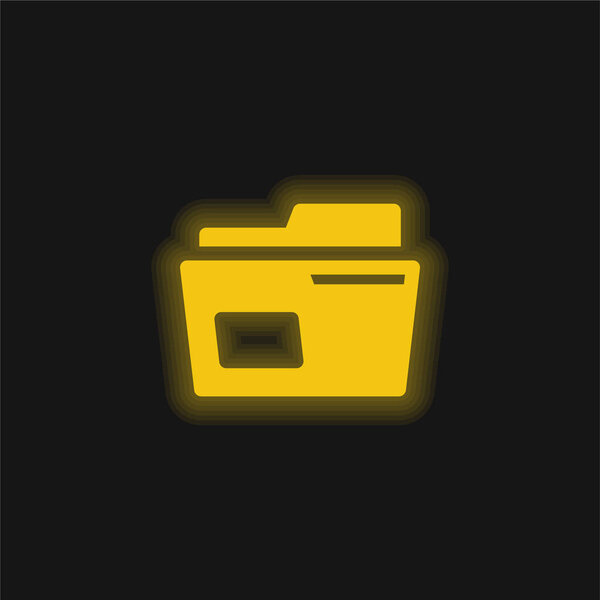 Archive yellow glowing neon icon