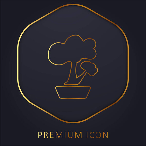 Bonsai golden line premium logo or icon