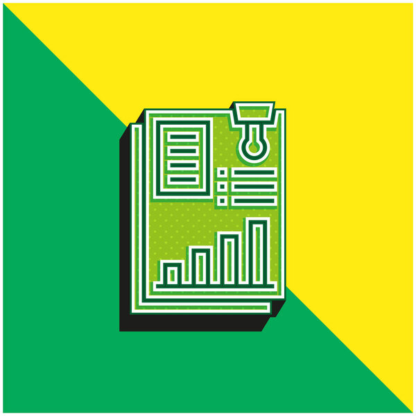 Годовой отчет Зеленый и желтый современный 3D логотип векторной иконки