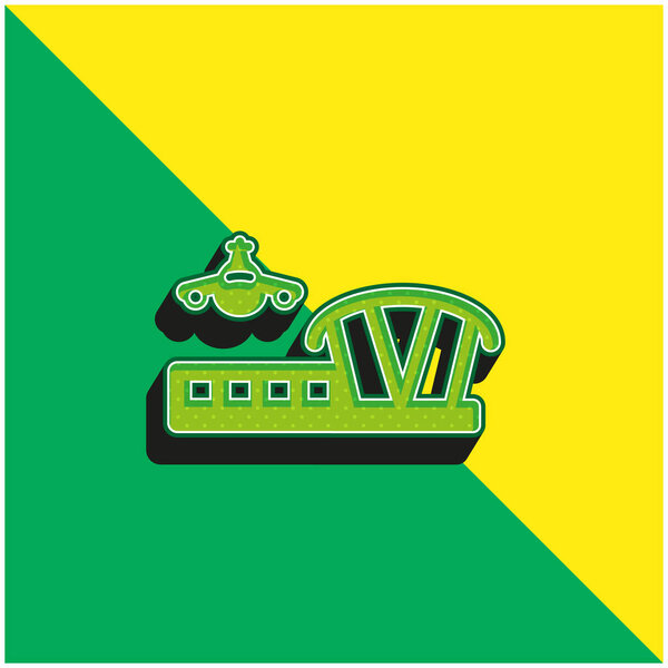 Аэропорт Зеленый и желтый современный трехмерный векторный логотип