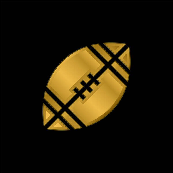 American Football gold plated metalic icon or logo vector