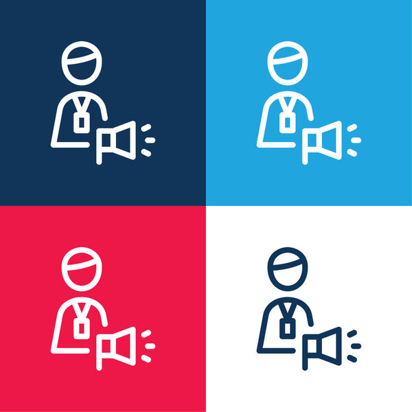 Advertising Agency Account Executive blue and red four color minimal icon set