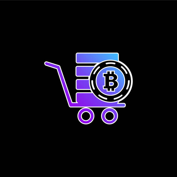 Bitcoin In A Pushcart blue gradient vector icon
