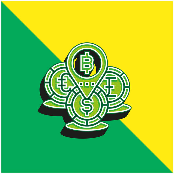 Адреса Green and yellow modern 3d vector icon logo
