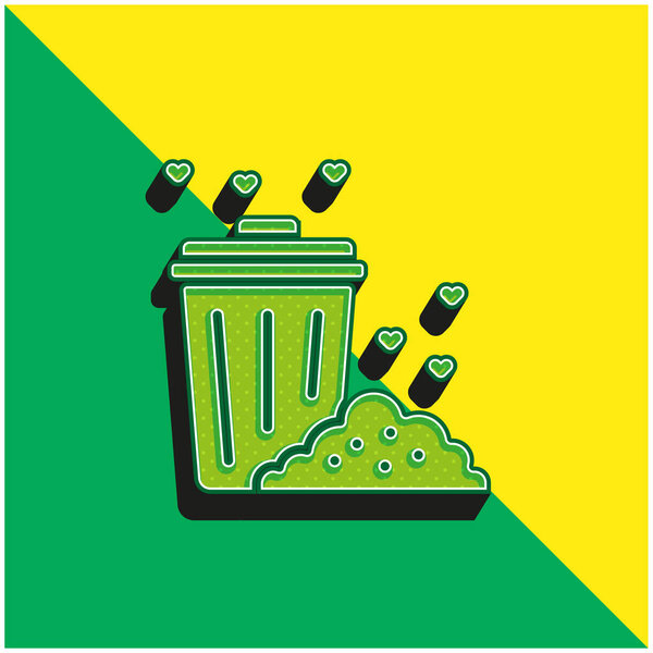 Bin Green and yellow modern 3d vector icon logo