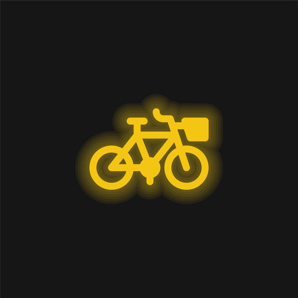 Bicycle yellow glowing neon icon