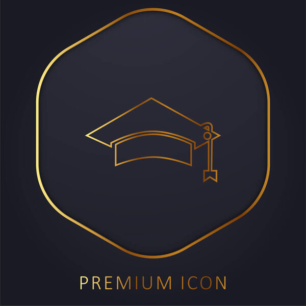 Black Graduation Cap Tool Of University Student For Head golden line premium logo or icon