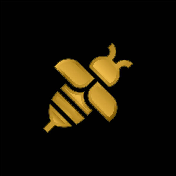 Bee gold plated metalic icon or logo vector