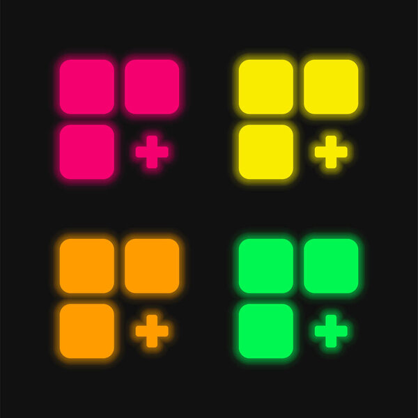 Add four color glowing neon vector icon