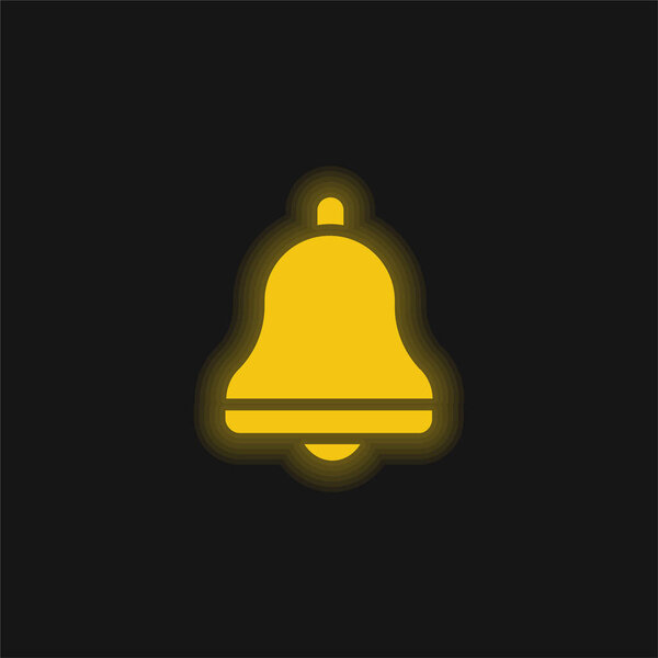 Bell yellow glowing neon icon