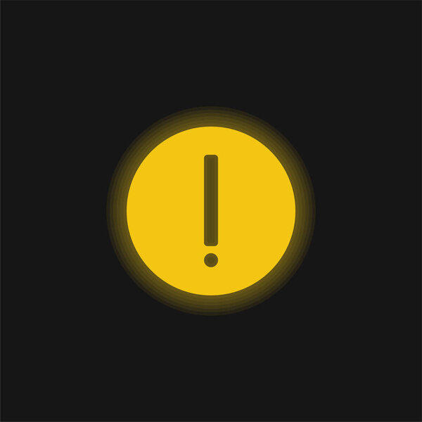 Внимание желтый светящийся неоновый значок