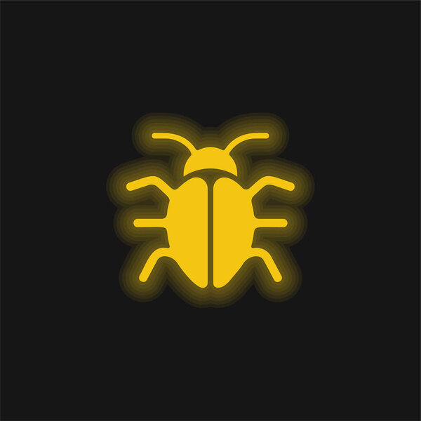 Big Bug yellow glowing neon icon