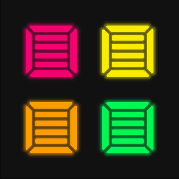 Box four color glowing neon vector icon
