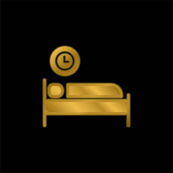 Ikon Logam Atau Vektor Logo Berlapis Emas Bed Time Stok Vektor