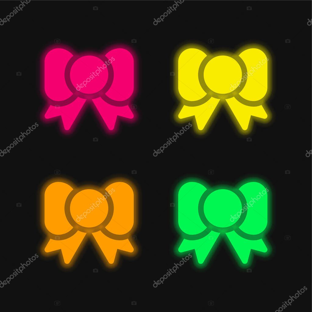 Bowtie four color glowing neon vector icon