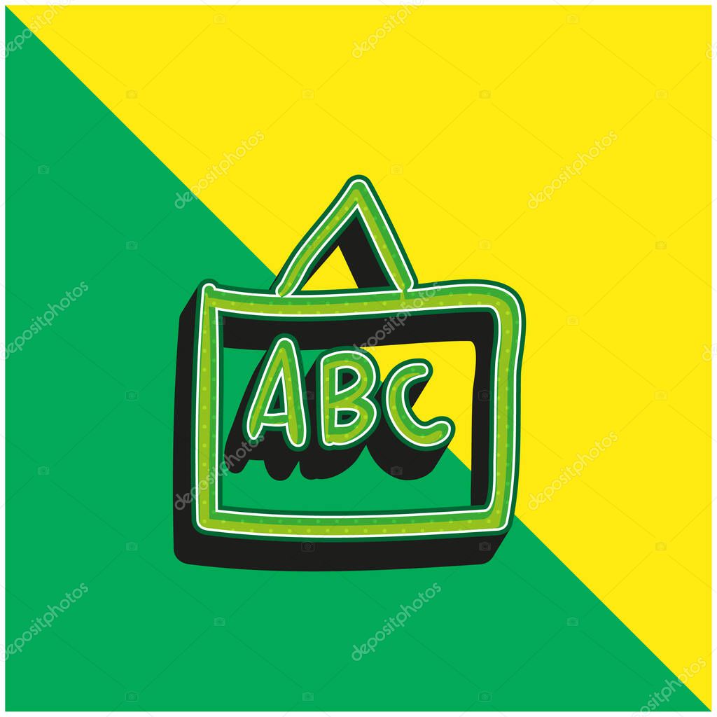 ABC On Whiteboard Green and yellow modern 3d vector icon logo
