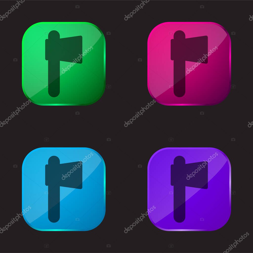 Battle Axe four color glass button icon