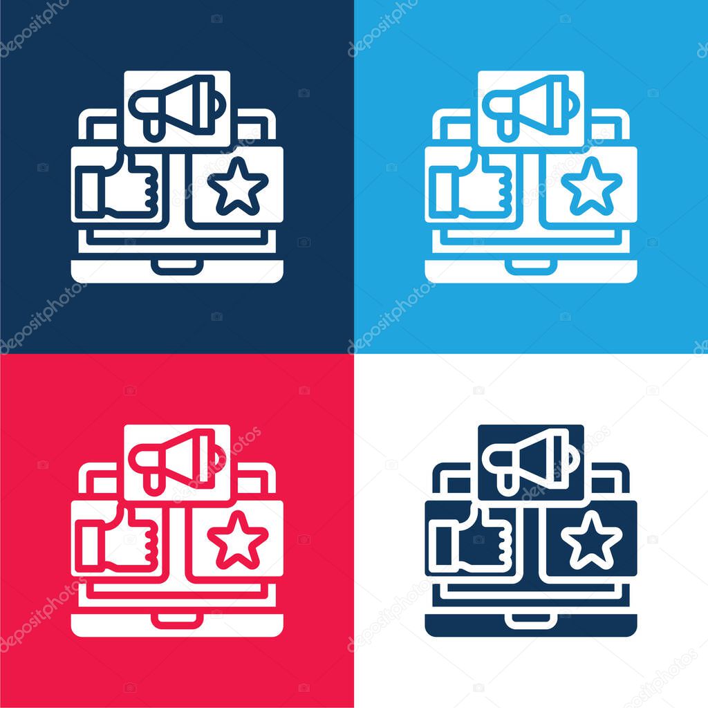 Advertising blue and red four color minimal icon set