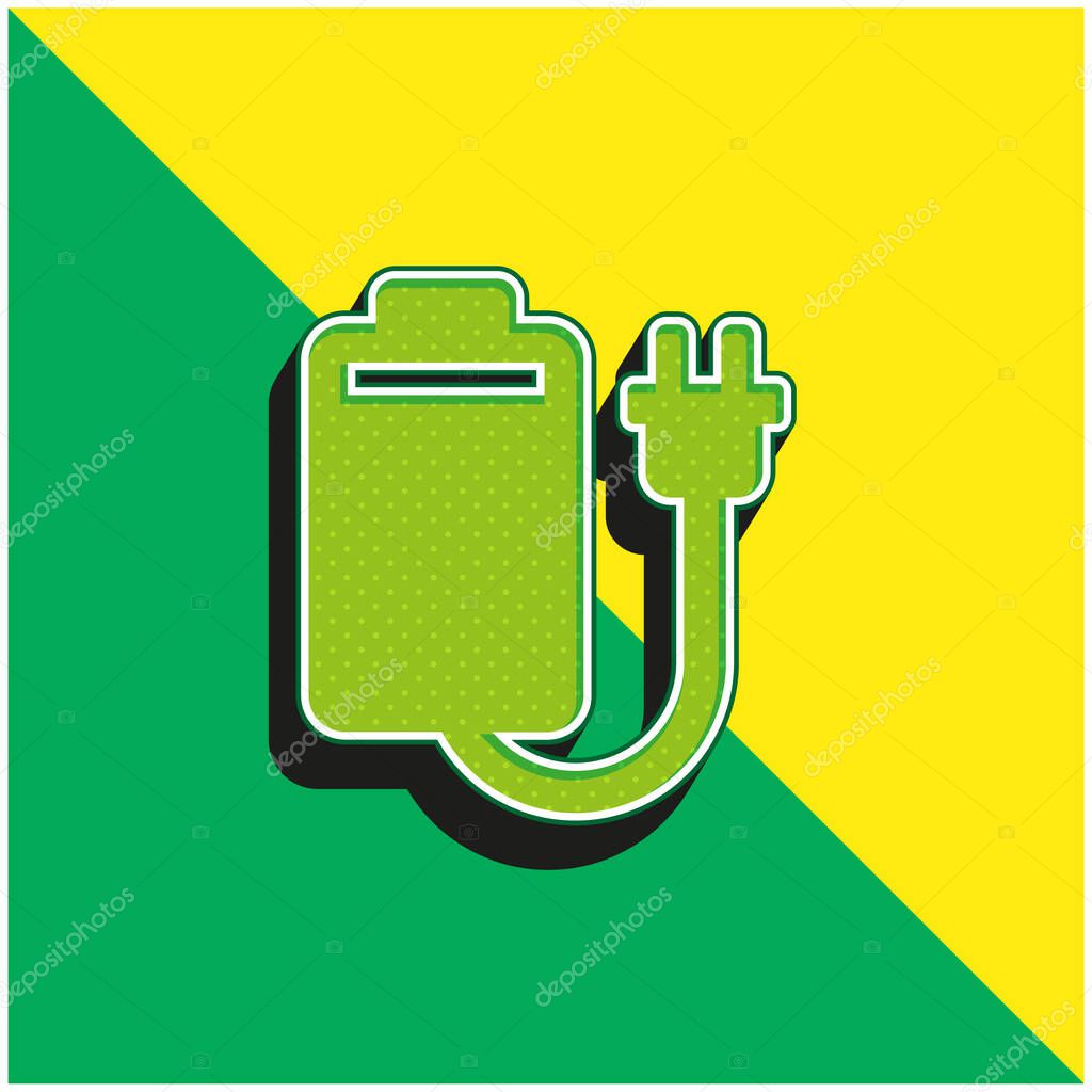 Battery Green and yellow modern 3d vector icon logo
