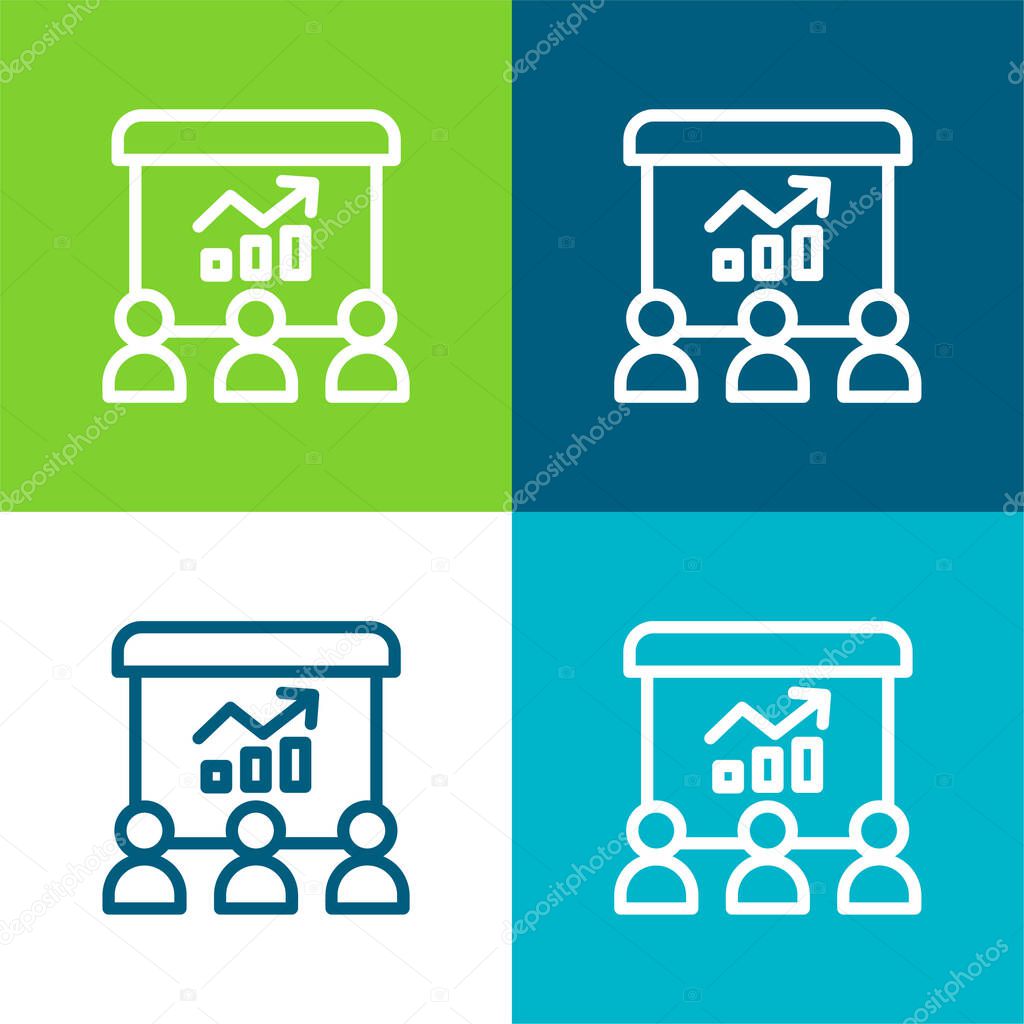 Analytics Flat four color minimal icon set