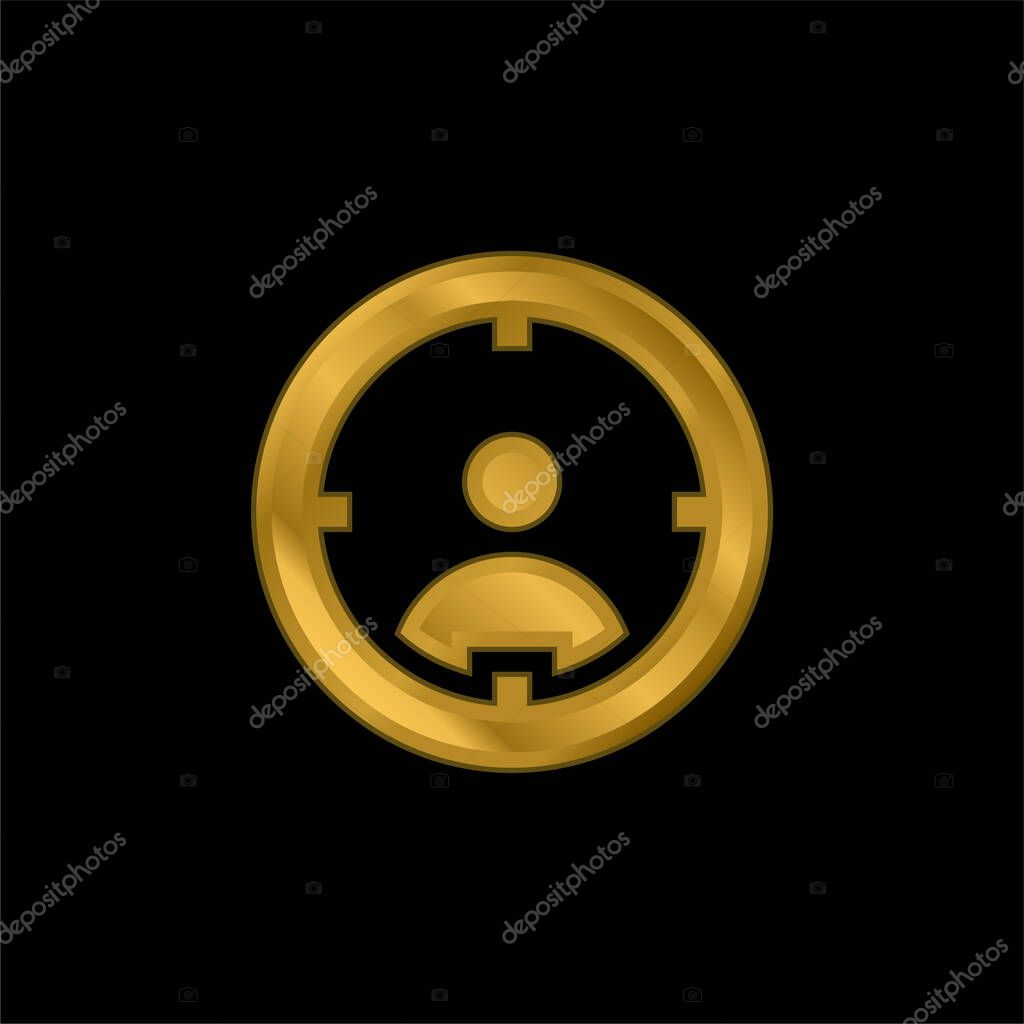 Aim gold plated metalic icon or logo vector