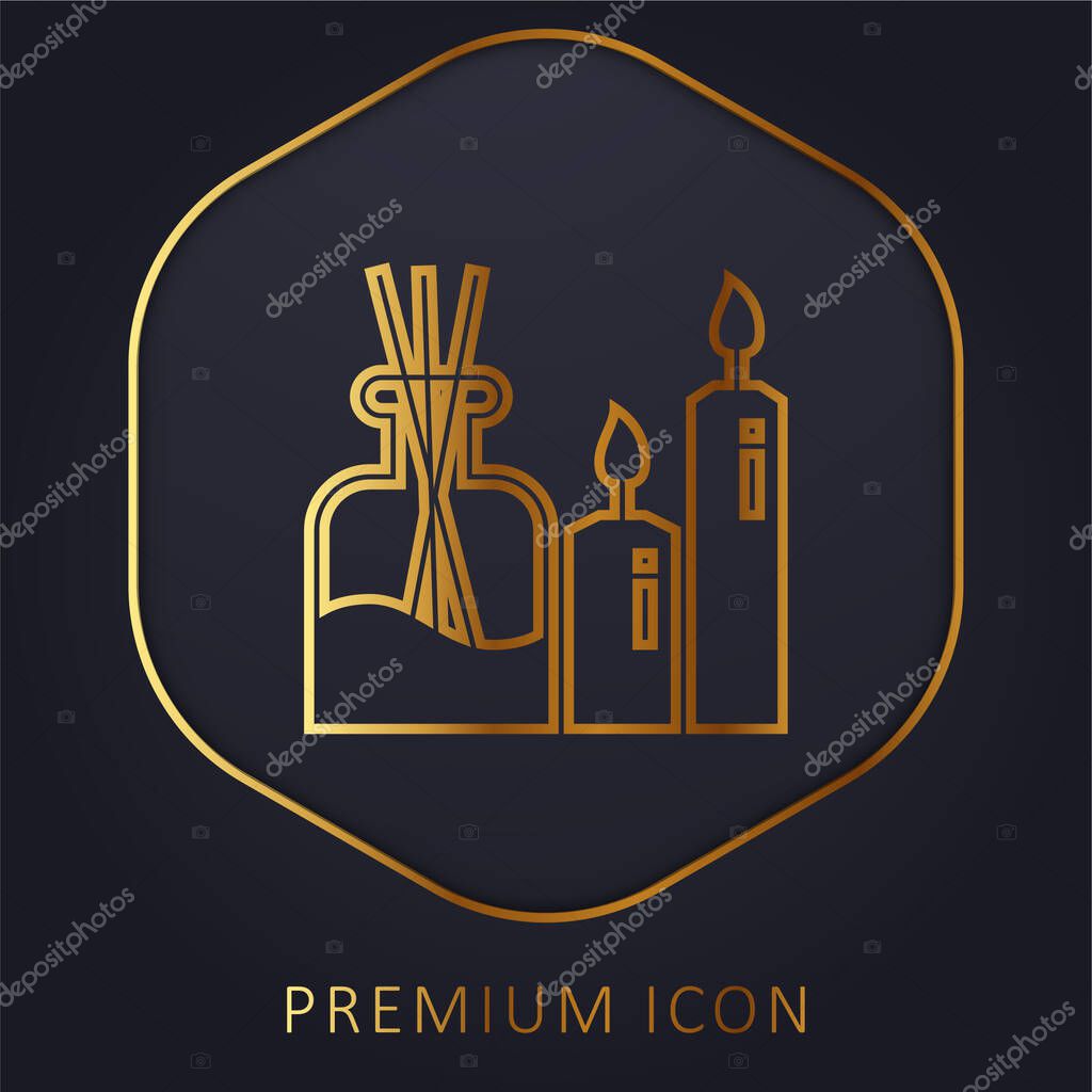 Aromatherapy golden line premium logo or icon