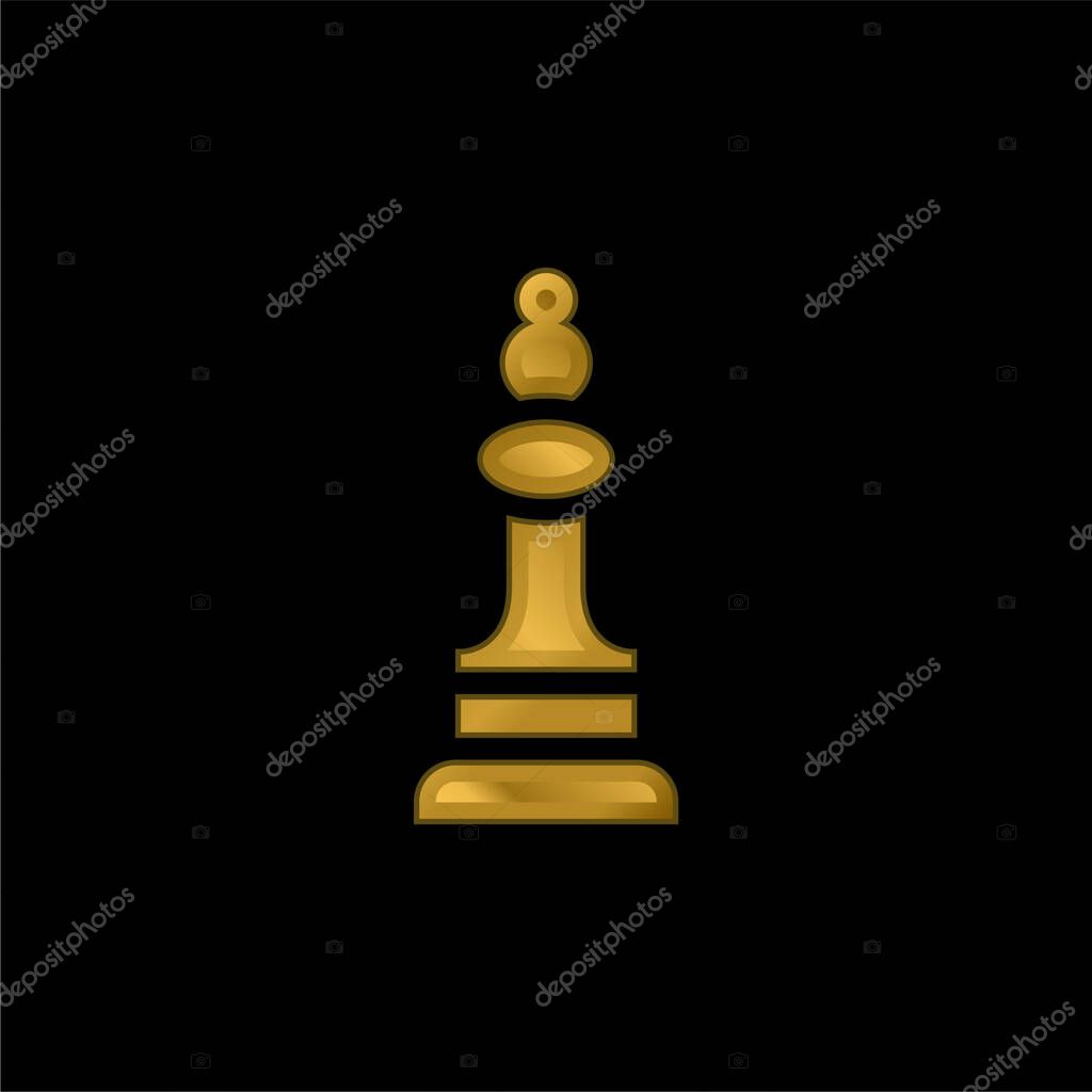 Bishop gold plated metalic icon or logo vector
