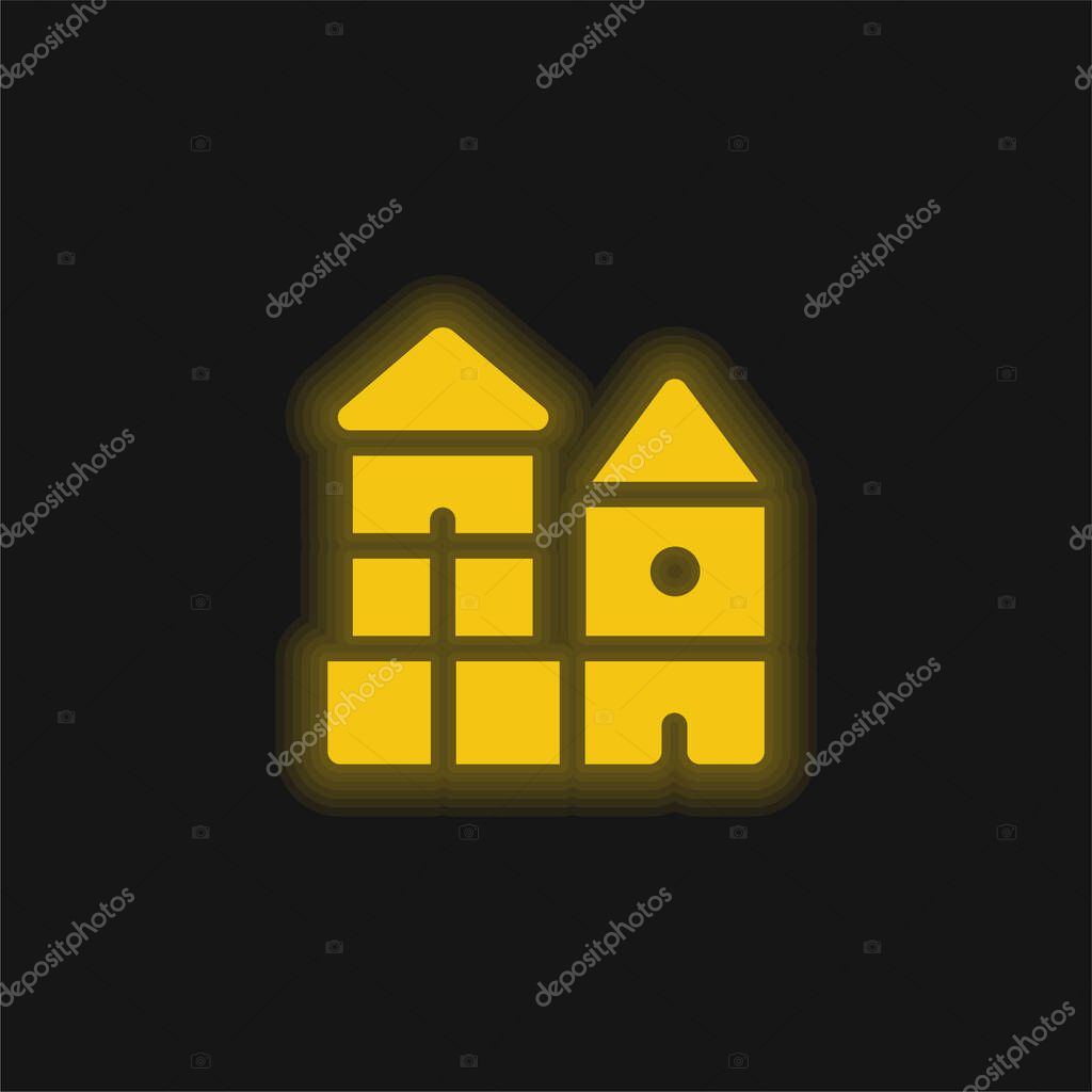 Block yellow glowing neon icon