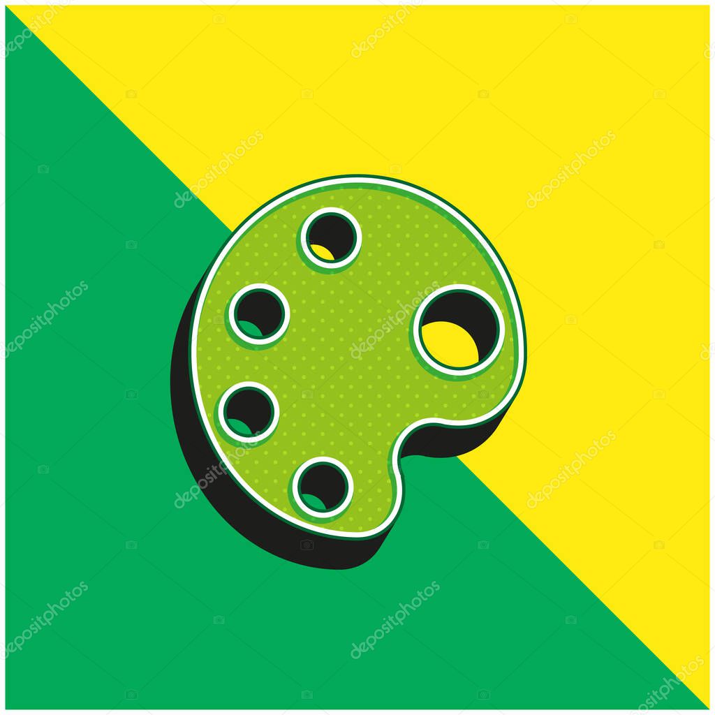 Big Paint Palette Green and yellow modern 3d vector icon logo