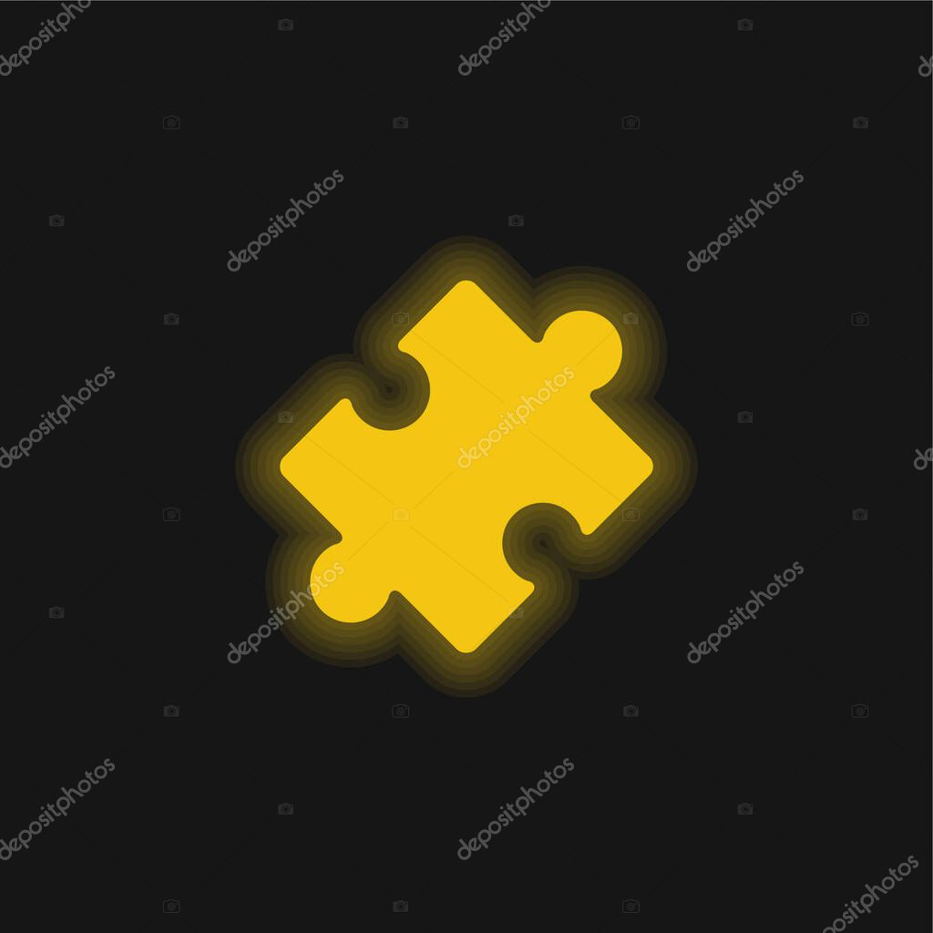 Black Rotated Puzzle Piece yellow glowing neon icon
