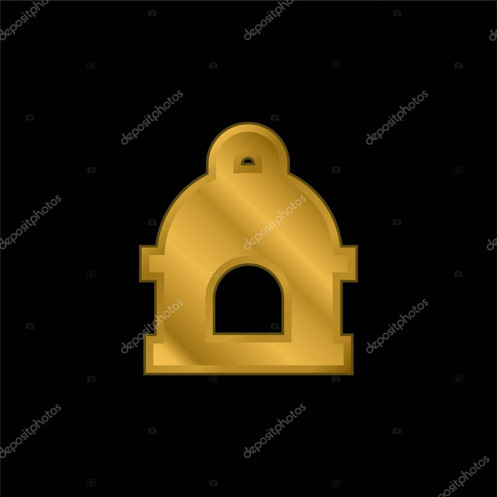 Bird House gold plated metalic icon or logo vector