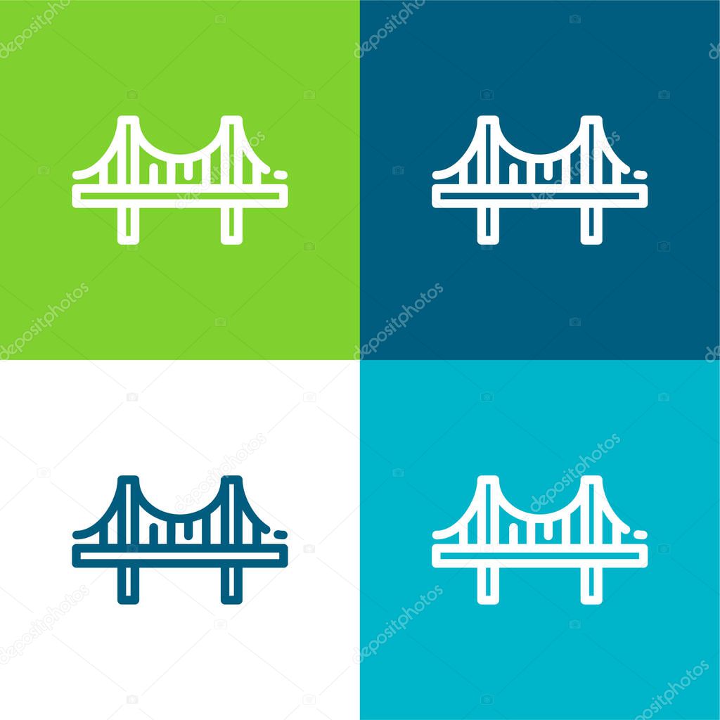 Bridge Flat four color minimal icon set