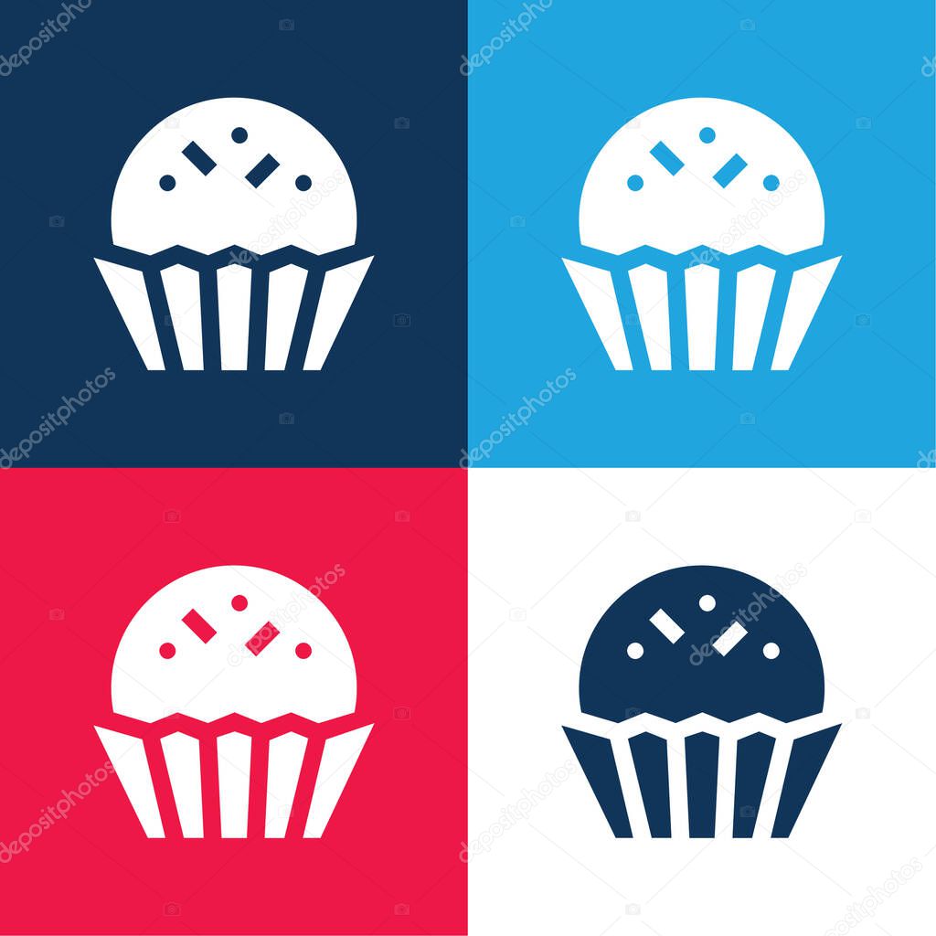 Bonbon blue and red four color minimal icon set