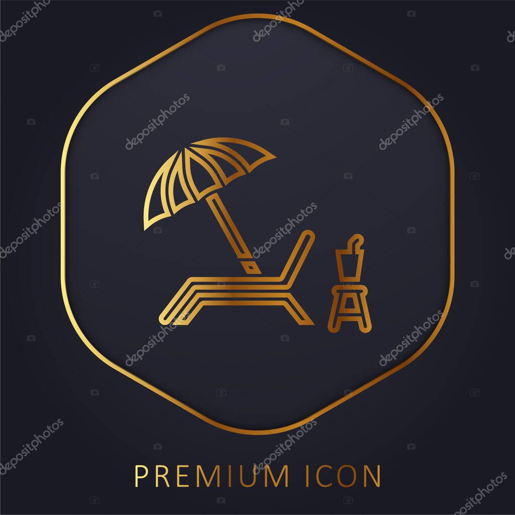 Beach Chair golden line premium logo or icon