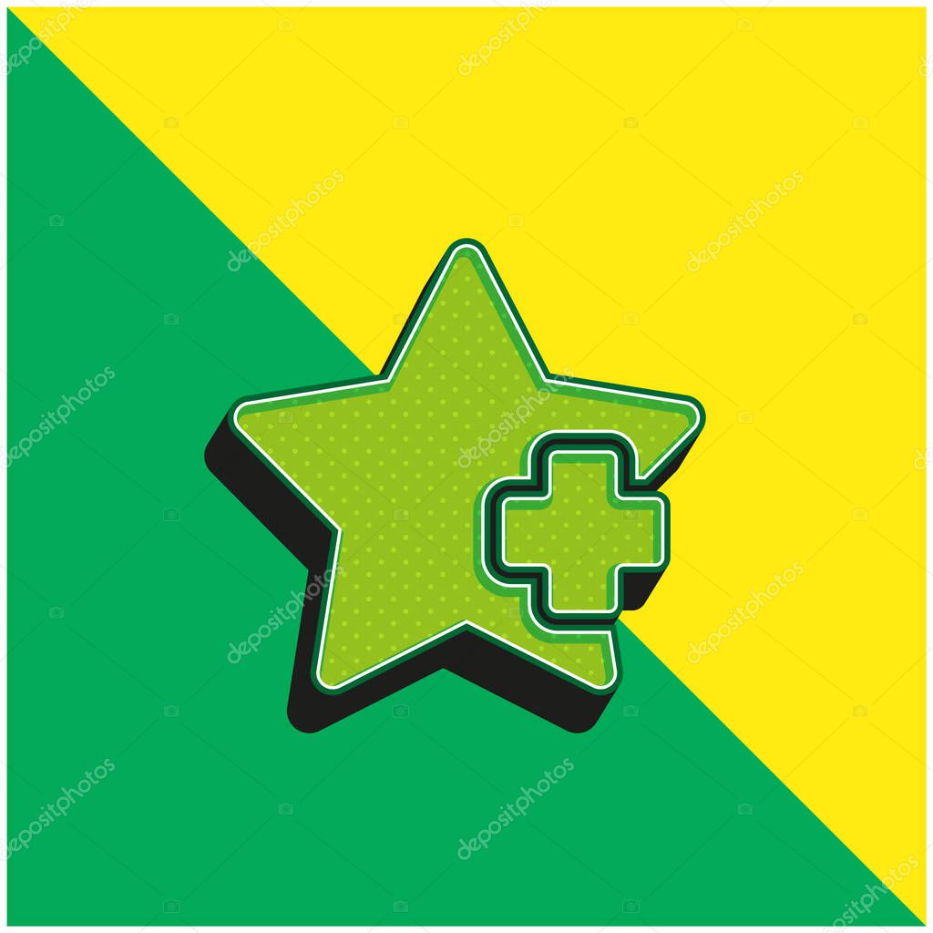 Add Star Green and yellow modern 3d vector icon logo