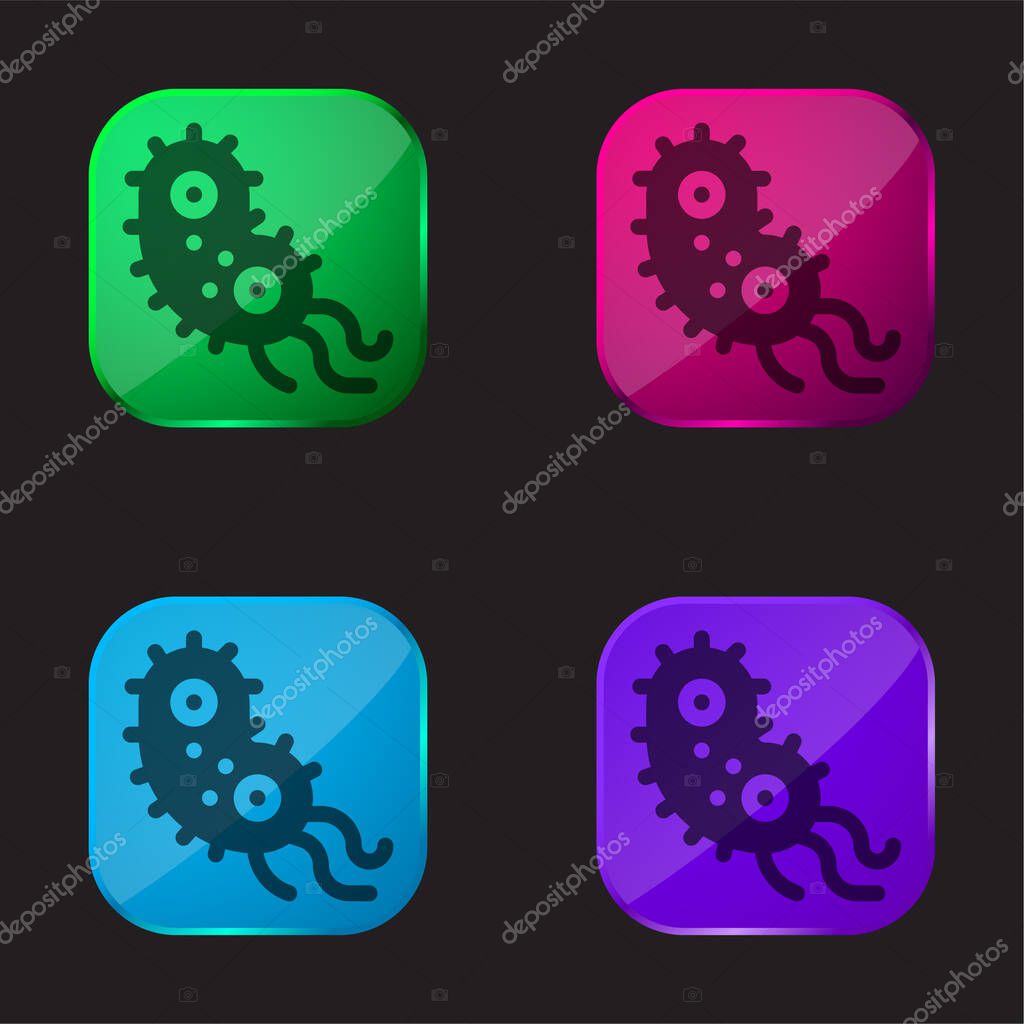 Bacteria four color glass button icon
