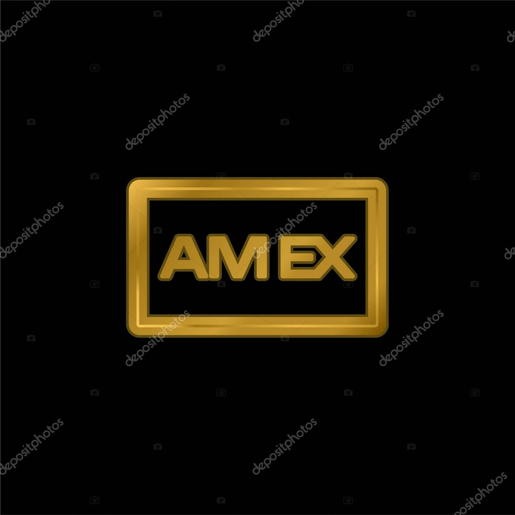 American Express Sign gold plated metalic icon or logo vector