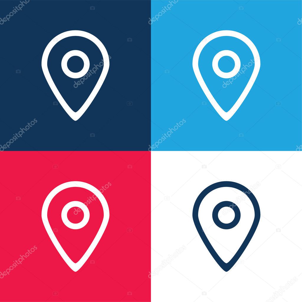 Big Map Placeholder Outlined Symbol Of Interface blue and red four color minimal icon set