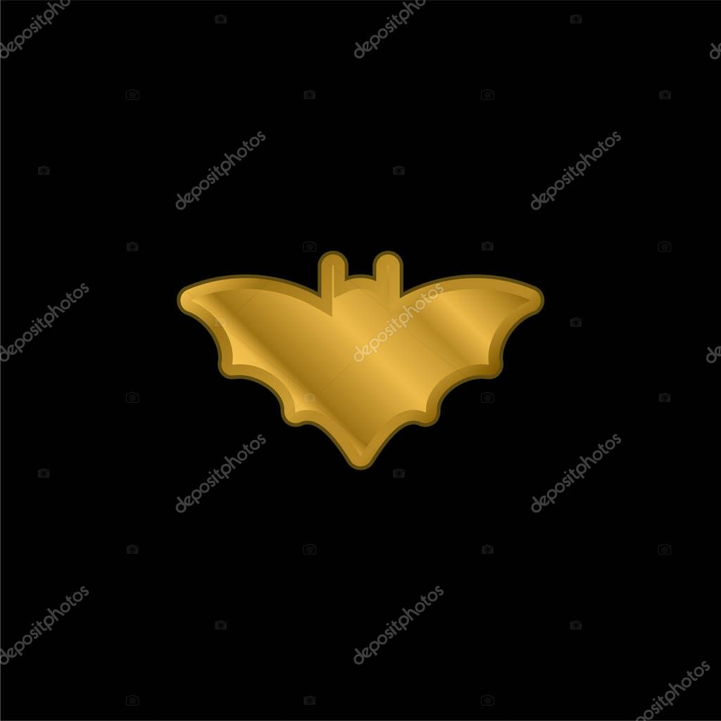 Bat gold plated metalic icon or logo vector