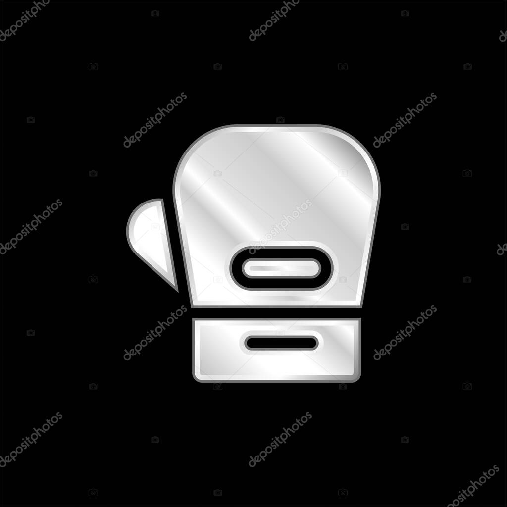 Boxing Gloves silver plated metallic icon