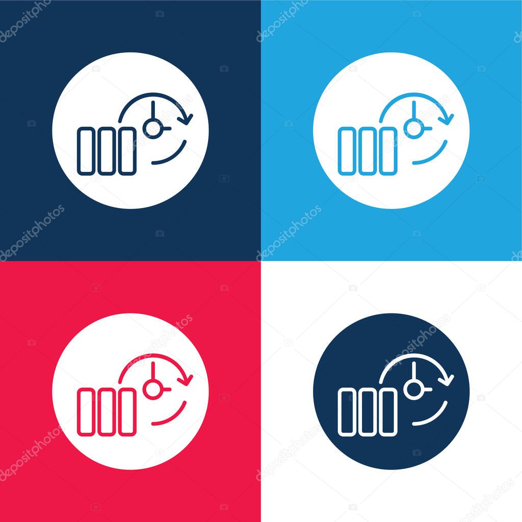 Backup Thin Outline Symbol In A Circle blue and red four color minimal icon set